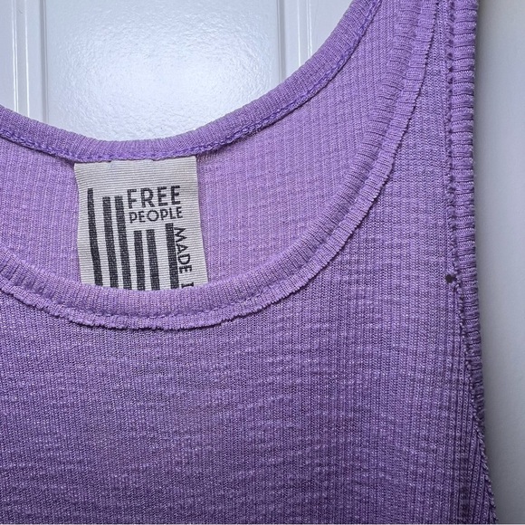 Free People Womens Ribbed Lavender Racerback Tank Top Size M FLAW - Picture 2 of 8
